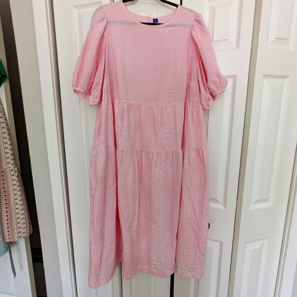 One-of-a-kind Dyed Pink Old Navy Tiered Dress